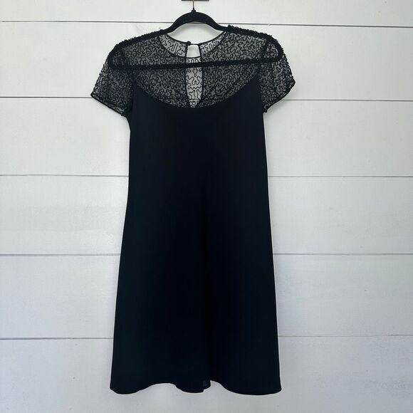 Laundry by Sheli Segal Women’s 6 Black Mesh Beaded Dress Whimsigoth Goth Mesh - Picture 1 of 5